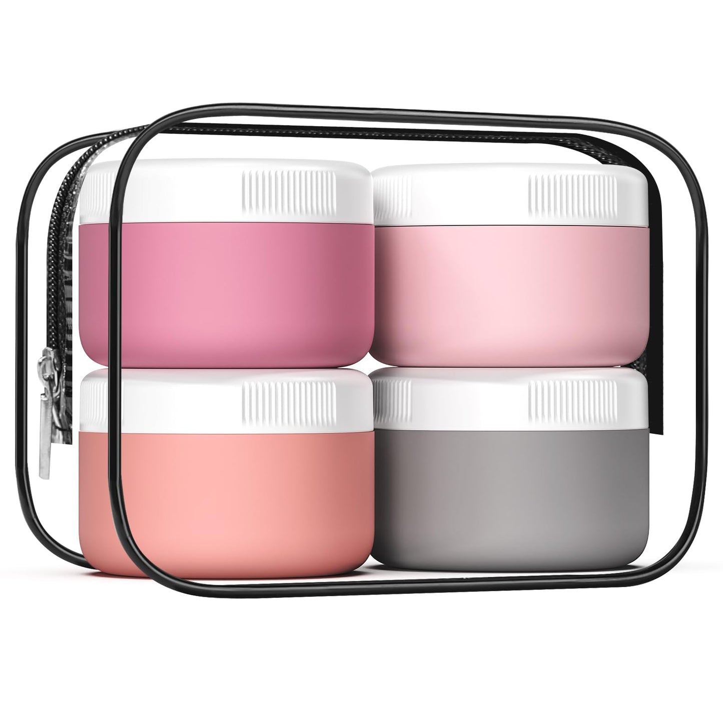 Travel Containers for Toiletries, Silicone Cream Jars BPA Free, TSA Approved 2oz Travel Size Containers, Leak-proof Travel Essentials with Lid for Cosmetic Face Hand Body Cream (4 Pack)