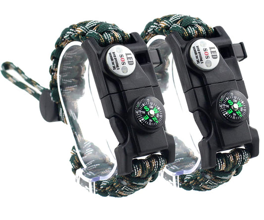 Survival Paracord Bracelet,Fire Starter,Waterproof SOS Light, Compass, Whistle, Adjustable AK87 20 in 1,Outdoor Ultimate Tactical Survival Gear Set,Gift for Kids,Men