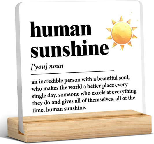 Human Sunshine Motivational Gift for Women Men, Employee Appreciation, Coworker Leader Teacher Coach Mentor, Definition Acrylic Desk Sign Decor