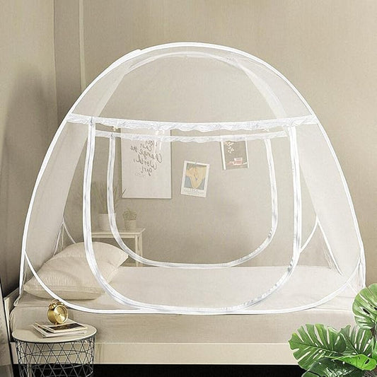 AMMER Pop Up Mosquito Net Tent for Beds, Portable Foldable Mosquito Netting Folding Design with Net Bottom,2 Entries,Suit for Twin to King Size Bed (79x71x59inch)