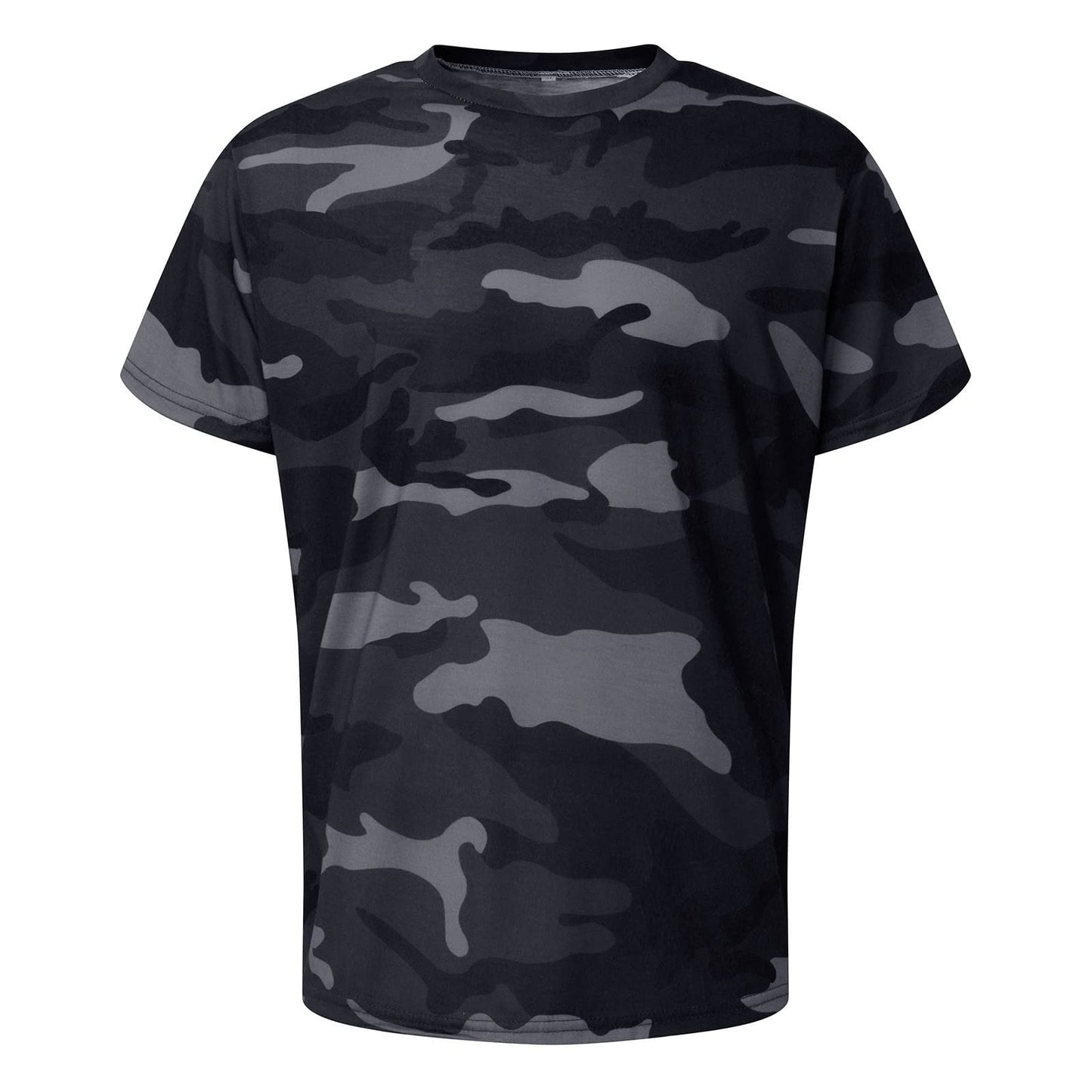 RTRDE Mens Summer Shirt, Camouflage T-Sports Fitness Short Sleeve Military Camo Crewneck Shirts Muscle for Shirts (5XL, Dark Gray)
