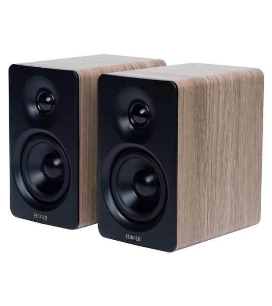 Edifier M60 Multimedia Speaker Bluetooth 5.3, 66W RMS, Hi-Res Audio & Hi-Res Wireless Audio, LDAC,3" Mid Bass & 1" Tweeter, USB-C & Aux Inputs, Compact Desktop Speaker – Classic Oak