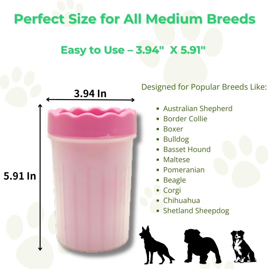 Freelax Portable Dog Paw Cleaner - Premium Quality, Eco-Friendly Silicone, Blue, Medium + Large Size for Pet Supplies and Accessories (Pink)