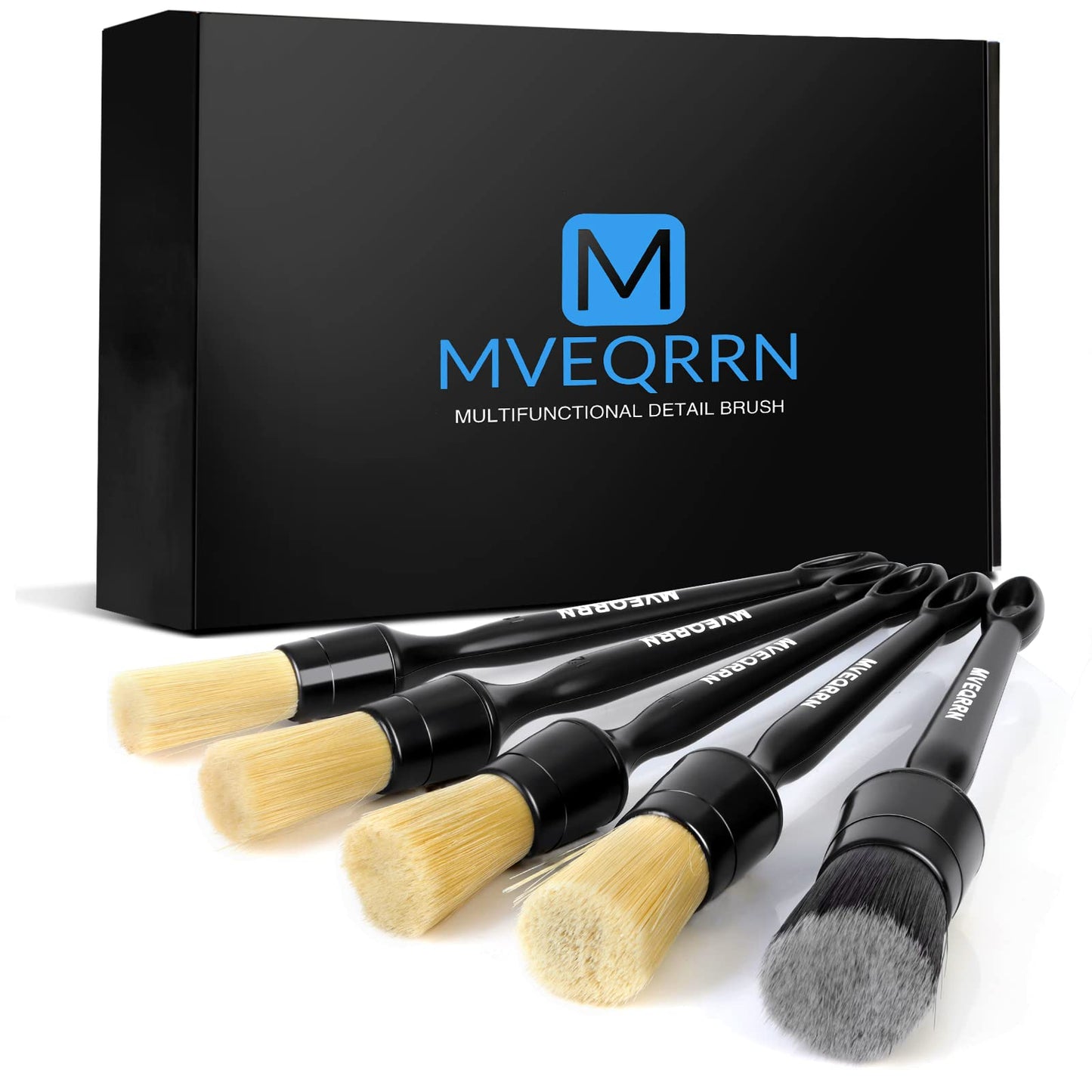 4pcs Car Detailing Brush Set, Boars Hair, Ultra Soft, No Scratch, Interior & Exterior, Includes 4 Different Brushes, Ergonomic Design, Multi-use for Vehicle, Bicycle, Motorcycle, Boat