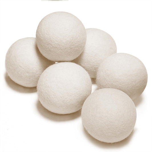 100% New Zealand Wool Dryer Balls XL Size – 6 Pack, Organic & Chemical-Free Fabric Softener, Baby Safe & Hypoallergenic, Reduces Static, Wrinkles & Drying Time, Reusable for 1000+ Loads