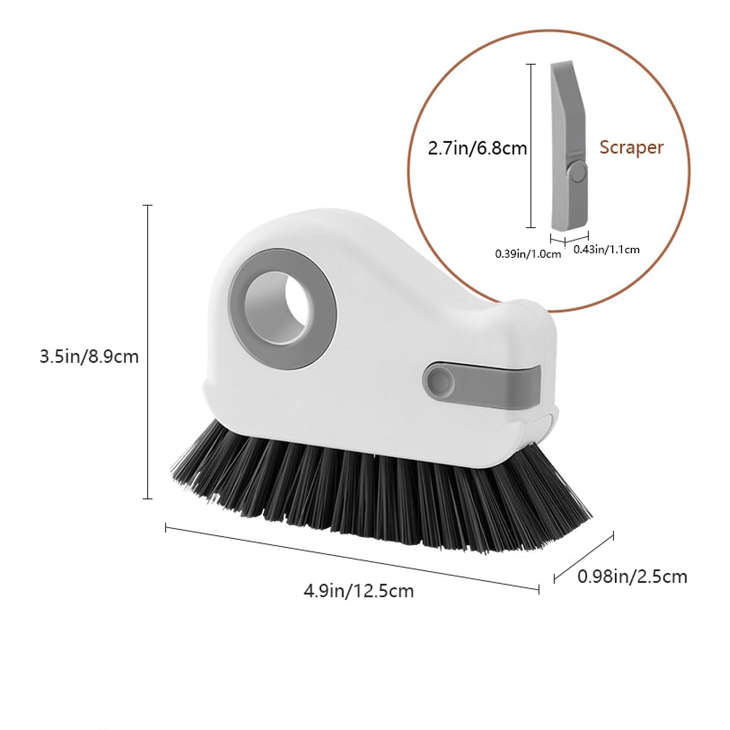ESUOHYM Groove Cleaning Brush 2 in 1 Grout Cleaner Tool Grip Brush Hard Bristle Crevice Cleaning Brush for Sliding Door Track, Window Sill, Window Seal