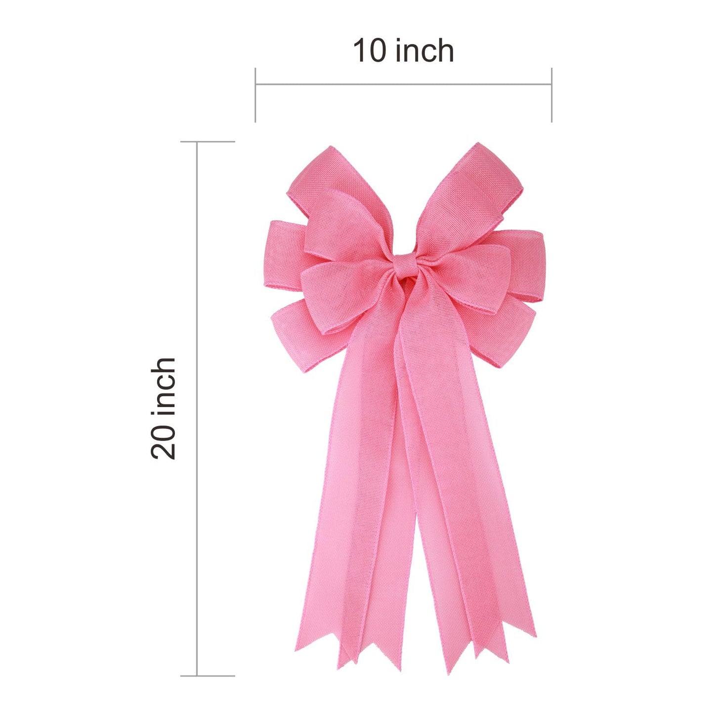 Meseey 2 Pcs 20 x 10 Inch Large Pink Burlap Bows Easter Wreaths Bow for Gift Wrapping Spring Tree Topper Front Door Home Decorations (Pink)