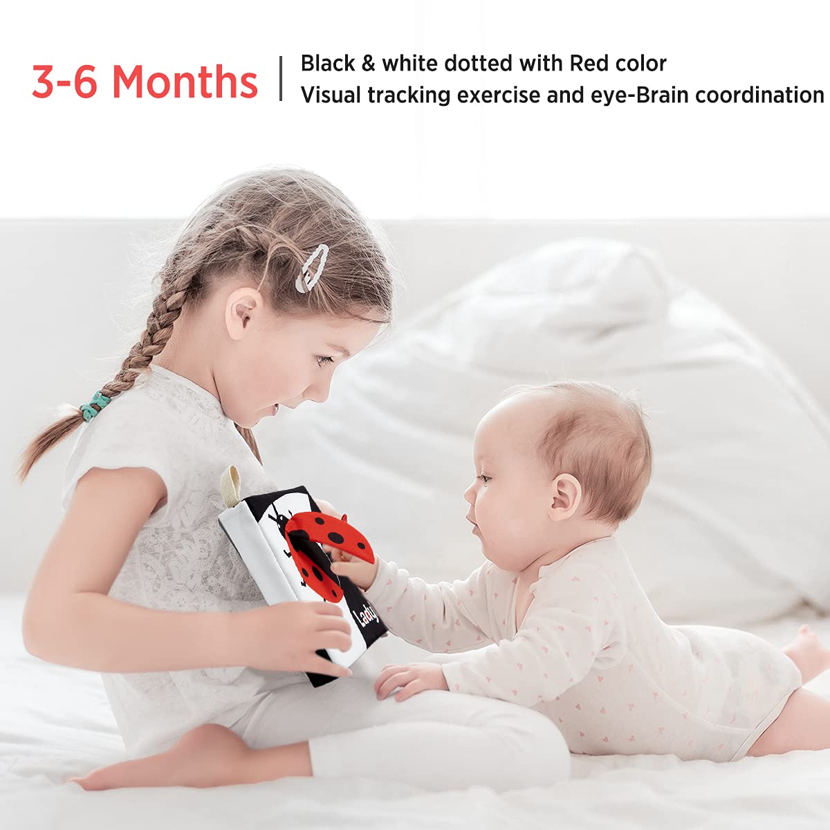beiens Soft Baby Books, High Contrast Black and White Books NonToxic Fabric Touch and Feel Crinkle Cloth Books Early Educational Stimulation Toys for Infants Toddlers, Baby Girl & Baby Boy Gift Animal