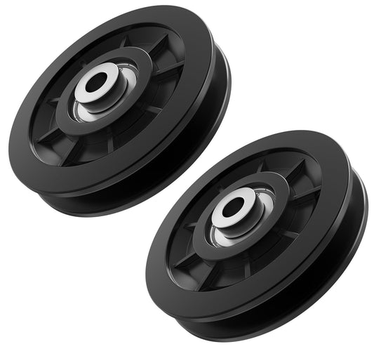 Anobeyi 90mm/3.5" Nylon Bearing Gym Pulley Wheel, Universal Exercise Replacement Pulleys for Home Gym Equipment Parts, Cable Machine Accessories, Garage Door Wheel System (Black-2pcs)
