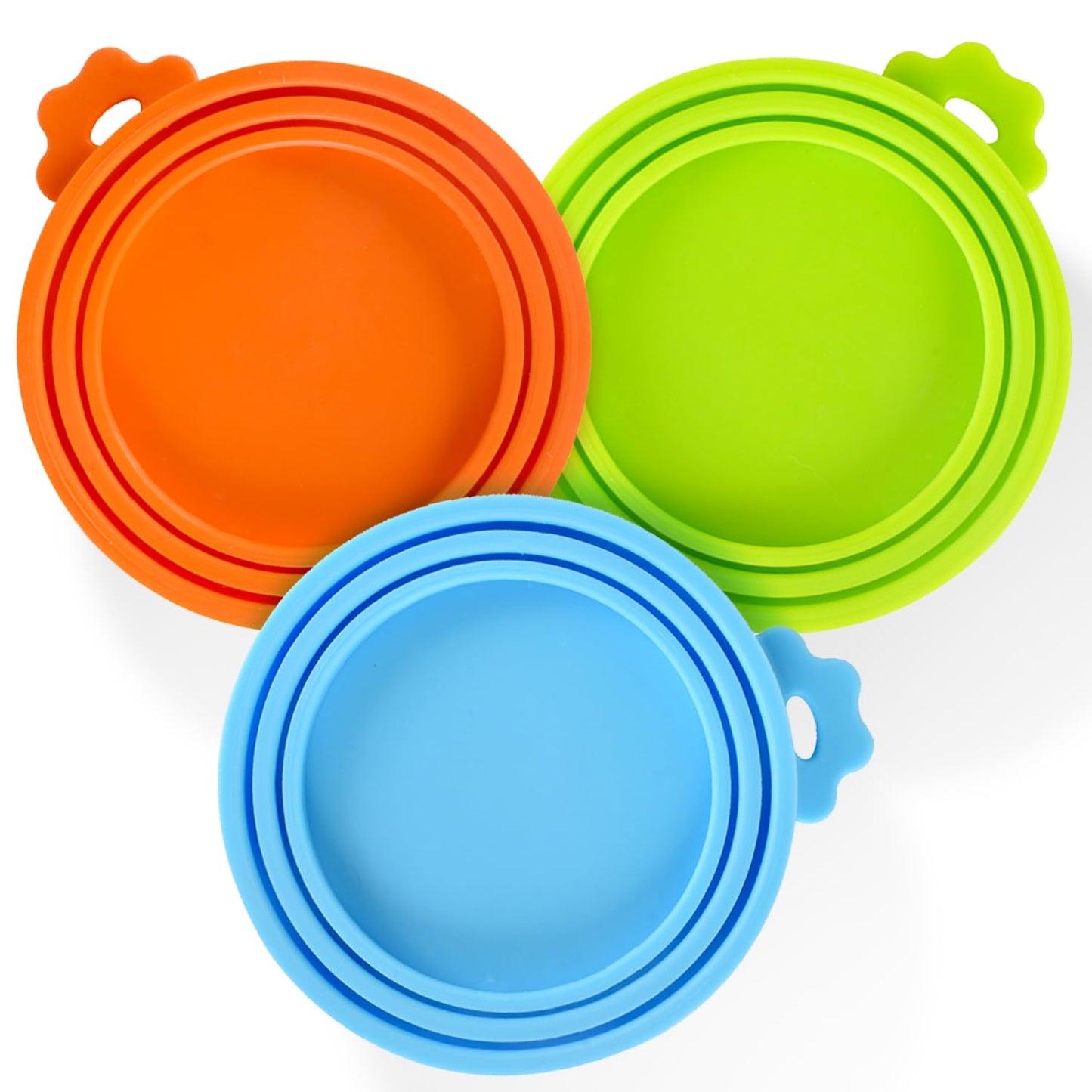 SHENGQIDZ 3 Pack Pet Food Can Covers Universal Can Lids Safe/Silicone Dog&Cat Food Can Lid Covers (green+blue+orange)
