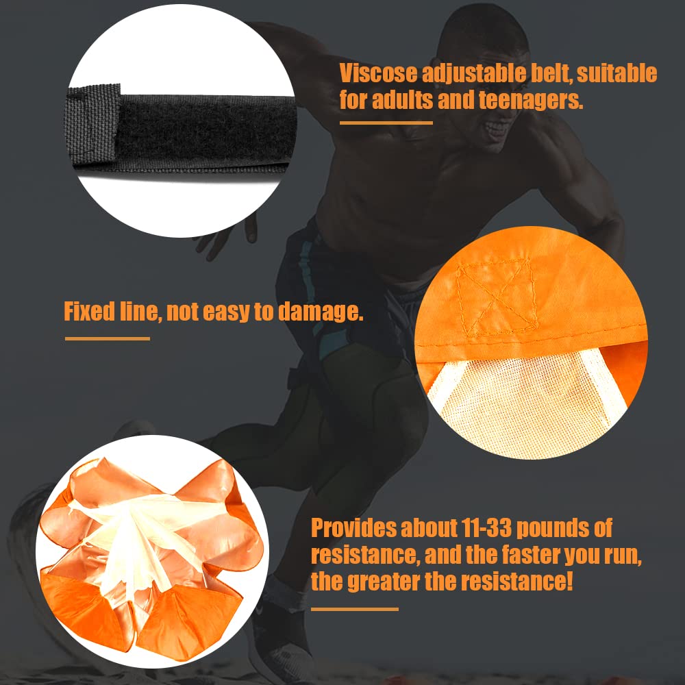 Nusogon Running Speed Training, 56 inch Speed Drills Resistance Parachute Running Sprint Chute Soccer Football Sport Speed Training(Orange)