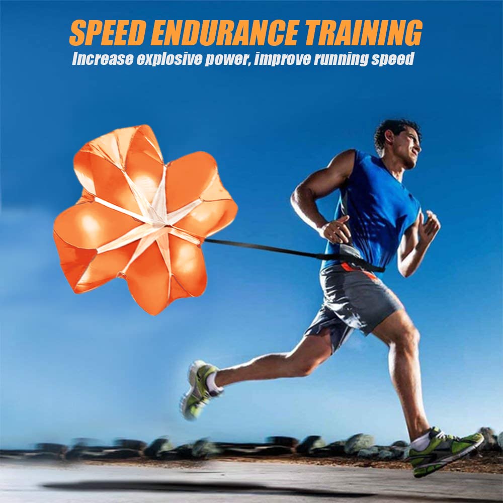 Nusogon Running Speed Training, 56 inch Speed Drills Resistance Parachute Running Sprint Chute Soccer Football Sport Speed Training(Orange)