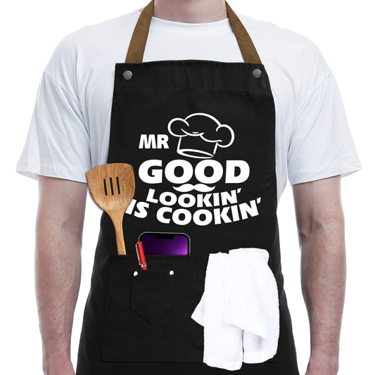 REHAVE Funny Gift for Men, Women, Dad, Father's Day Gifts from Daughter Son, Anniversaries Gift for Husband, Boyfriend, Brother, Uncle, Unique Birthday Grilling Gifts for men – BBQ Cooking Chef Apron