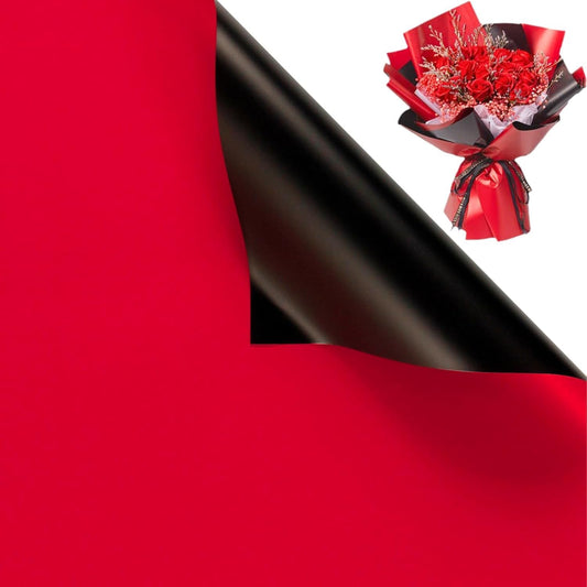 FUSHENMU 20 Sheets Flower Wrapping Paper Flower Bouquet Waterproof Florist Wrap Paper Bouquet Supplies for DIY Crafts Flower Wrapping Gift Packaging,Black Red