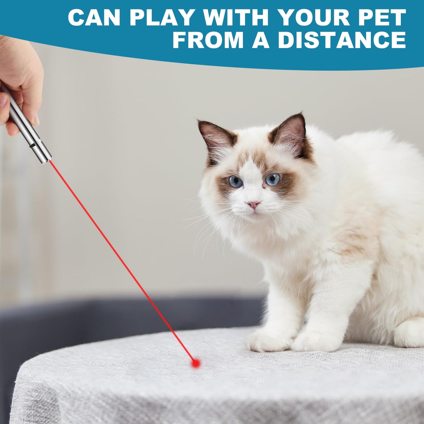 Cowjag Cat Toys, Laser Pointer with 5 Adjustable Patterns, USB Recharge Laser, Long Range and 3 Modes Training Chaser Interactive Toy, Dog Laser Toy