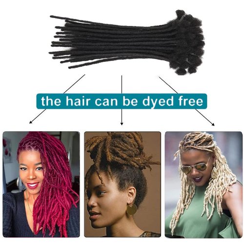 10 Inch 60 Strands Dreadlock Extensions for Women/Men 100% Handmade Loc Extensions Human Hair Can Be Curled and Bleached Dreads Extension with Needle(width 0.6cm natrual color)