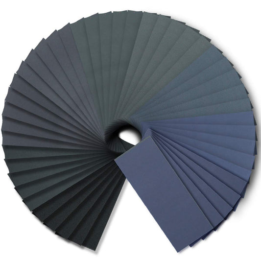 FRIMOONY Wet Dry Sandpaper, Assorted 3000/2500/2000/1500/1200/1000 Grit for Automotive Wood Sanding, 54 Sheets, For Plastic