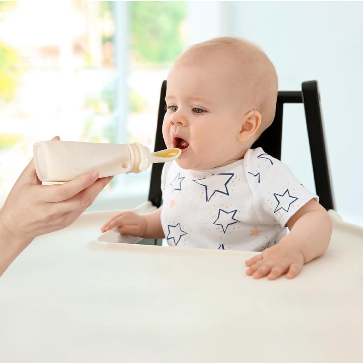 PandaEar 3 Pack Silicone Baby Food Pouches, Reusable Squeeze Pouches for Toddler with 3 Silicone Puree Feeder Spoon, BPA-Free Silicone Refillable Infant Food Storage, 5.5 oz (Light Tan&Walnut&Grey)