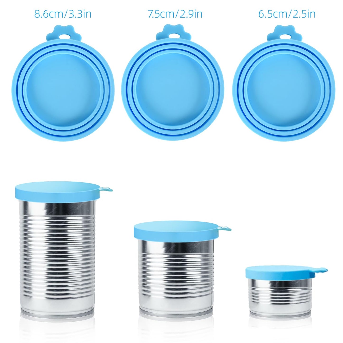 SHENGQIDZ 3 Pack Pet Food Can Covers Universal Can Lids Safe/Silicone Dog&Cat Food Can Lid Covers (green+blue+orange)