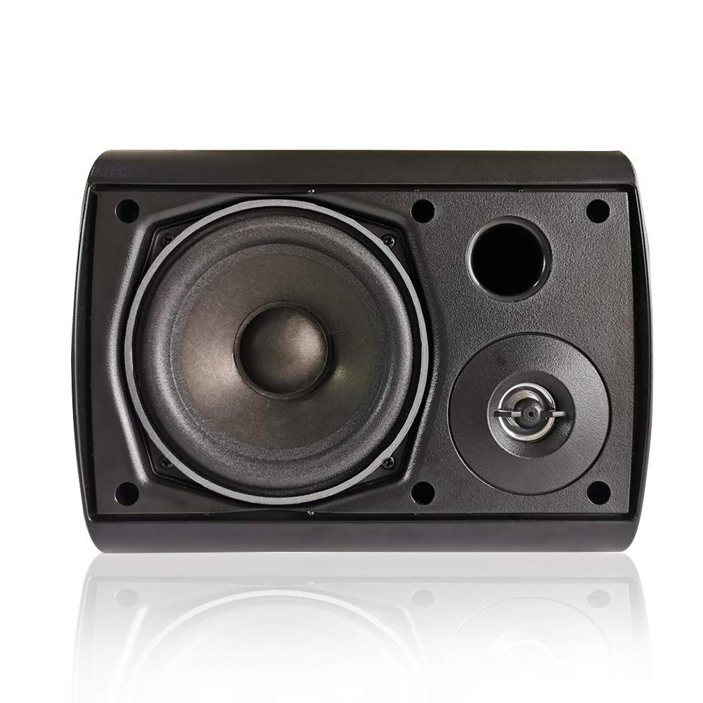 Herdio 5.25 Inch Indoor Outdoor Bluetooth Speakers Patio Waterproof Wired Wall Mount System 300 Watts (Black)