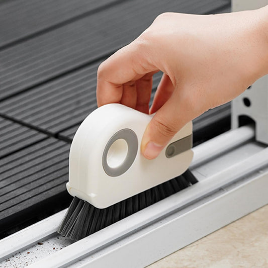 ESUOHYM Groove Cleaning Brush 2 in 1 Grout Cleaner Tool Grip Brush Hard Bristle Crevice Cleaning Brush for Sliding Door Track, Window Sill, Window Seal