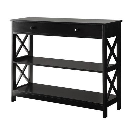 Convenience Concepts Oxford 1-Drawer Console Table 39.5" - Farmhouse Sofa Display with Storage Shelf For Living, Family, & Dining Room, Modern Entryway Hall Table for Kitchen, Bedroom, Black