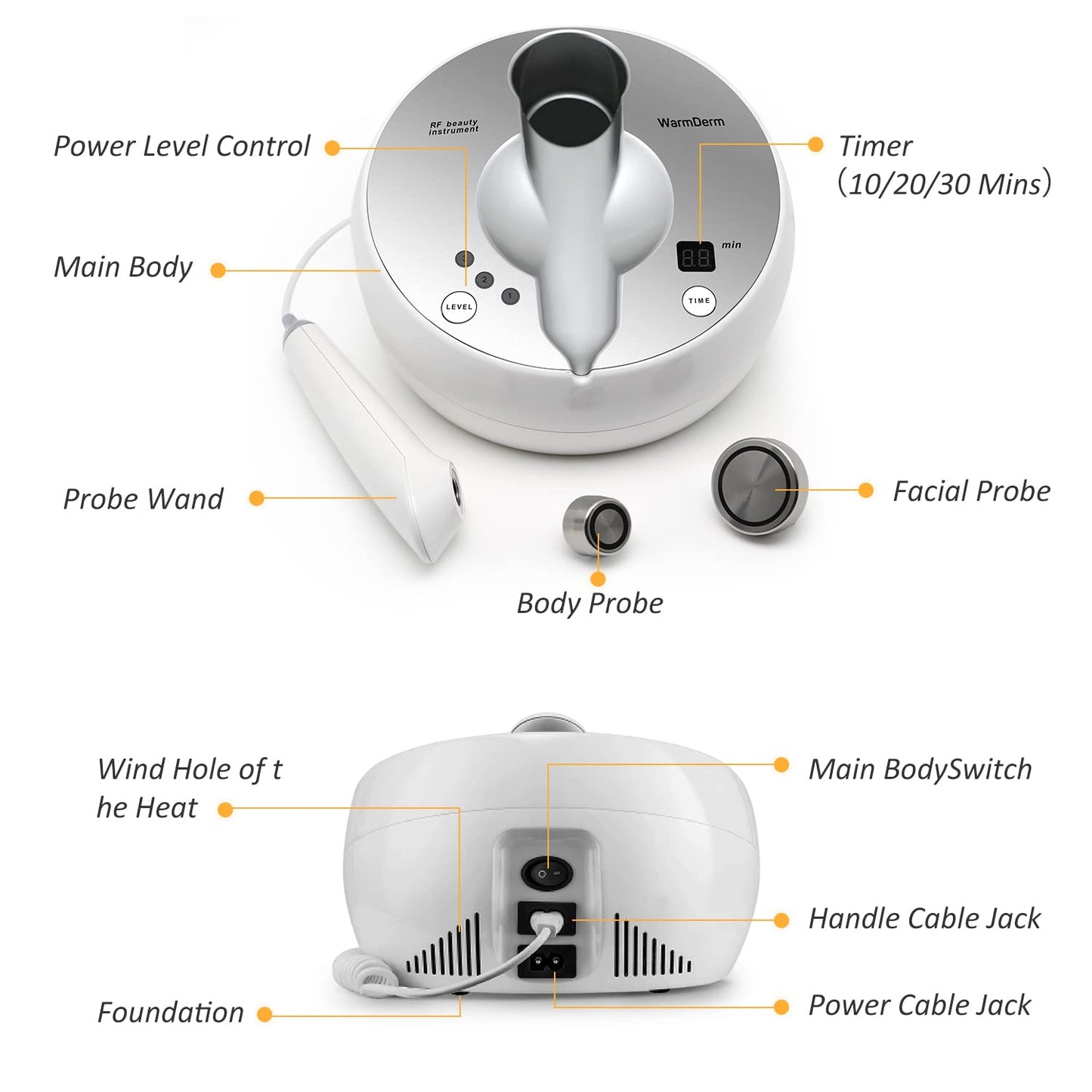 WarmDerm Skin Firming Facial Device, Professional Home Beauty Device for Face and Body, 3 Energy Levels - Salon Results