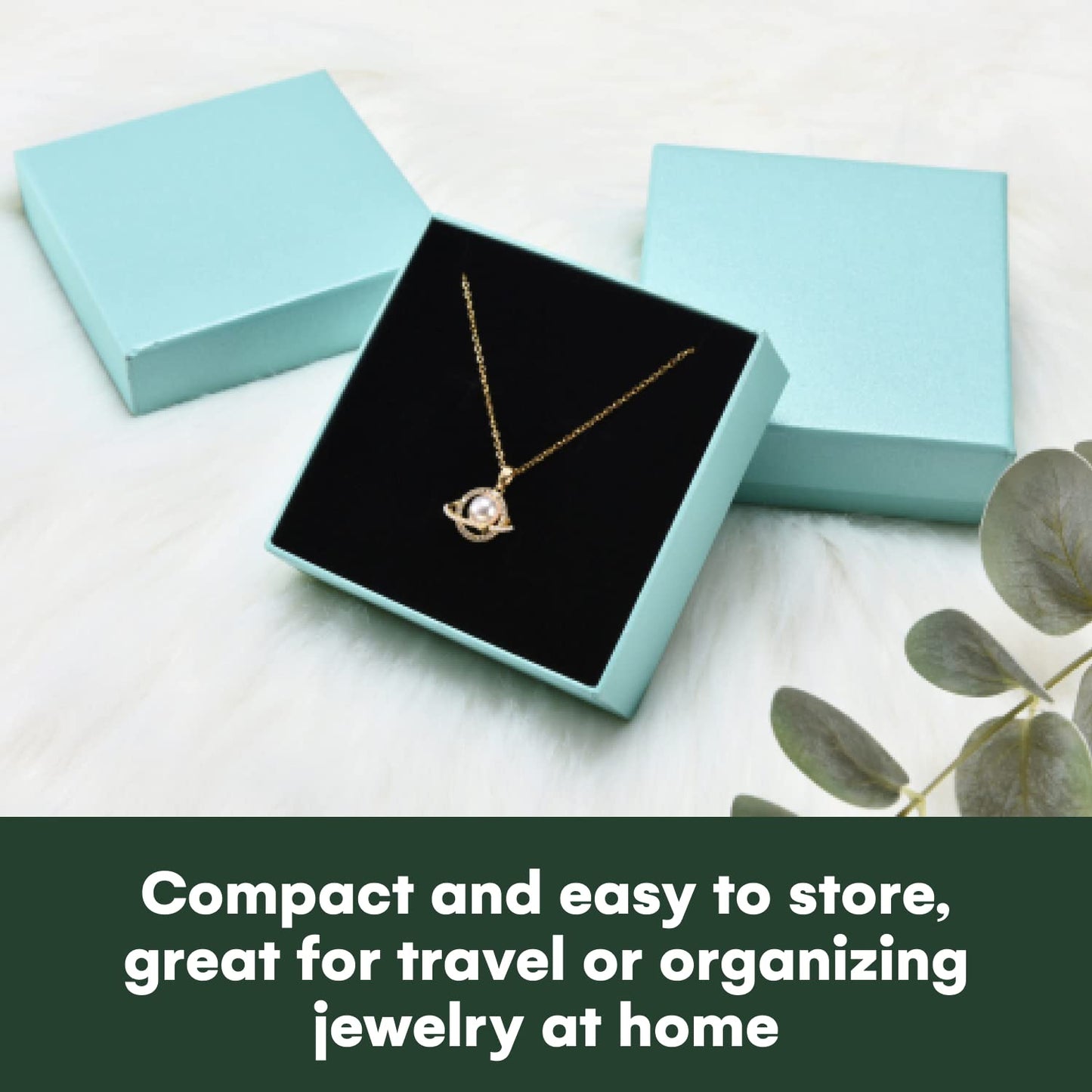 Dawhud Direct Small Jewelry Box - 6-Pack Cardboard Small Gift Boxes with Lids and Black Cushion - Ideal for Earrings, Bracelets, and Necklaces - Jewelry Packaging Boxes - 3.5x3.5x1-Inch (Turquoise)