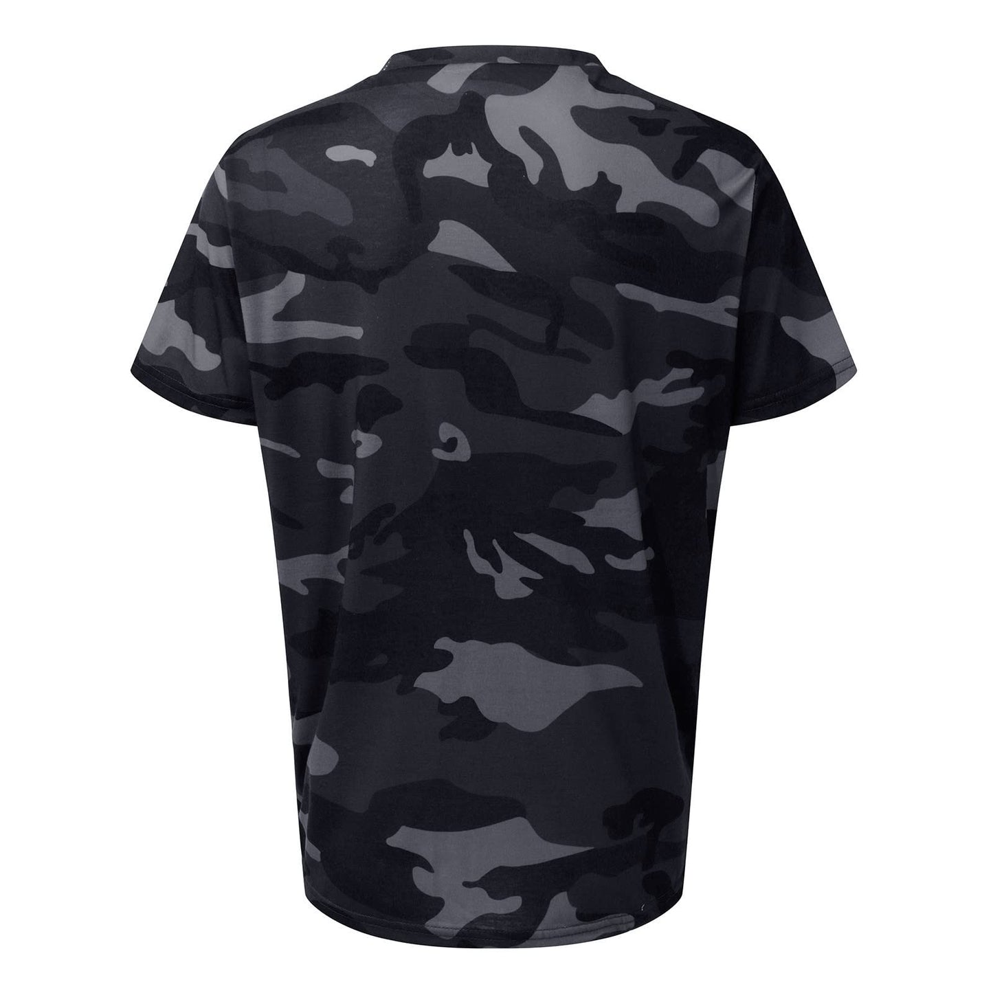 RTRDE Mens Summer Shirt, Camouflage T-Sports Fitness Short Sleeve Military Camo Crewneck Shirts Muscle for Shirts (5XL, Dark Gray)