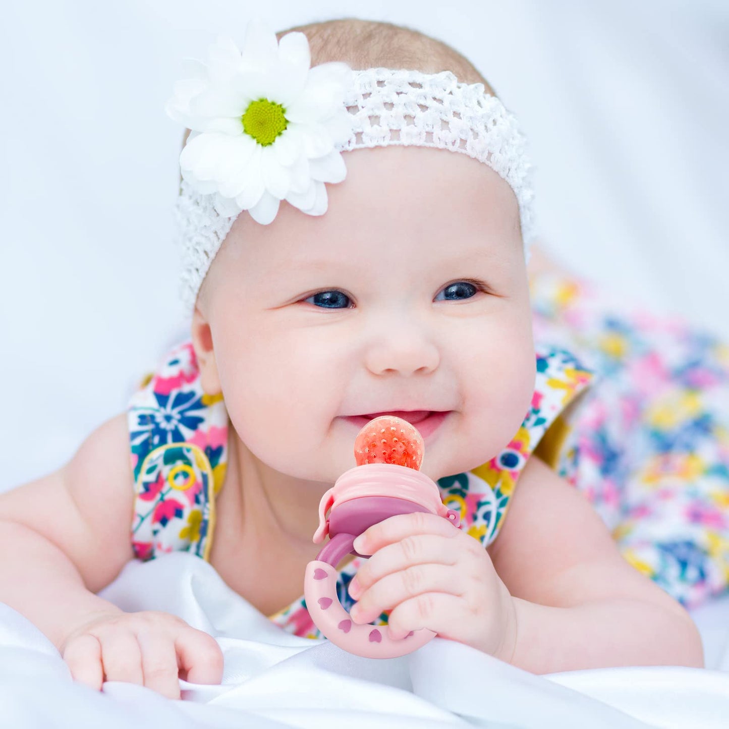 Baby Solids/Frozen Fruit Feeder Pacifier, Infant Teether Toy 4M+, BPA-Free Silicone Pouch & Nipple, Safely Introduce Solids, Teething Relief, 2-Pack (Ring - Purple Mint Green, S/M/L)