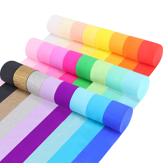 12 Rolls Crepe Paper Streamers, 12 Colors Streamers Party Supplies for Birthday Party Baby Shower Rainbow DIY Christmas Halloween Wedding Ceremony Various Large Festivals Decoration