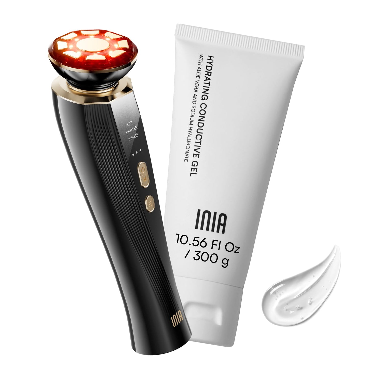 INIA 3-in-1 Red Light Therapy for Face and Neck, Skin Tightening Device True Beauty Glow Facial Massager for Skin Care, Effective Wrinkle Reduction Anti-Aging with Lifting, Tightening, Infusing