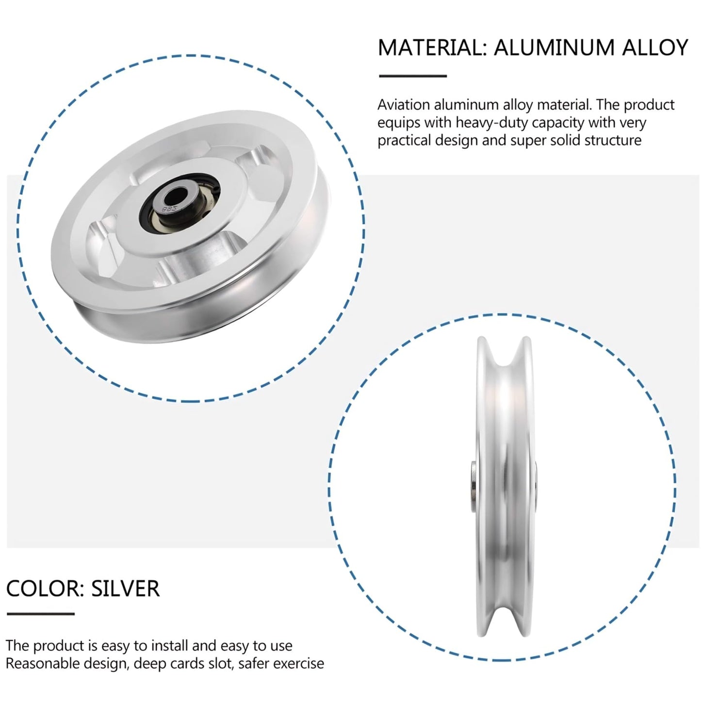 Ezweiji Cable Pulley Wheel, 114-115mm Universal Aluminum Alloy Pulley Wheel for Home Gym Exercise Strength Training Equipment