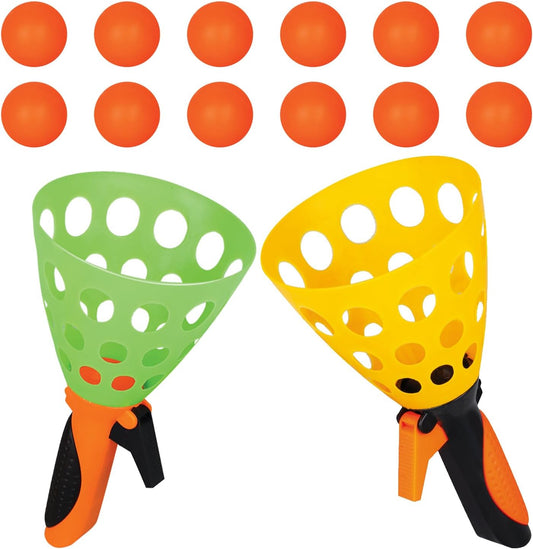Outdoor Indoor Games Activities for Kids, Pop and Catch Ball Family Games with 2 Launcher Baskets and 12 Balls, Summer Beach Yard Sport Birthday Party Gifts Toys for Kids Ages 4 5 6 8 12+ Years Old