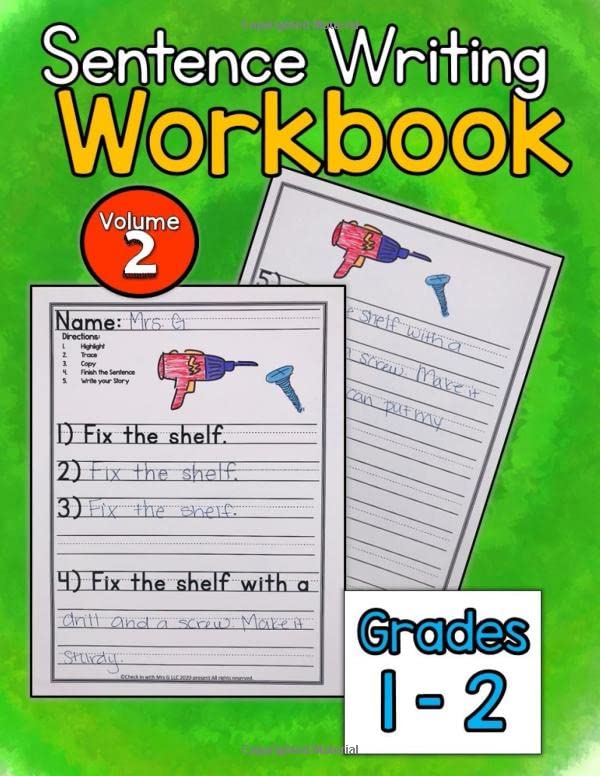 Sentence Writing Workbook: sentence writing practice for kids 5-7, grades 1-2 writing workbook, word tracing, writing skills