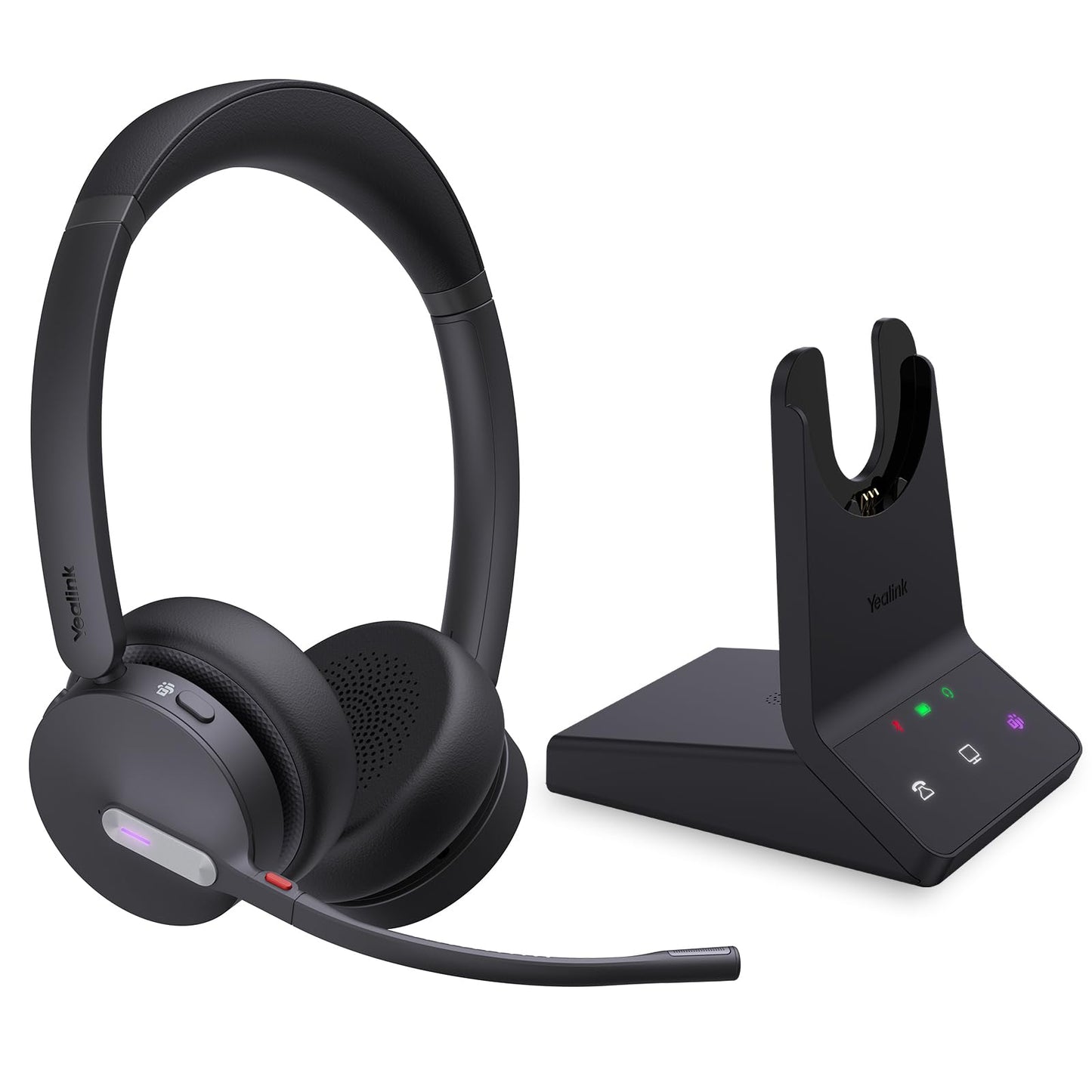 Yealink WH64 Dual Teams DECT & Bluetooth Wireless Headset, 606ft Range, Microsoft Certified, On Ear Work Wired Headphone with 3X Noise Cancelling Mic, 32 Talk Time, Office Desk IP Phone, PC,Computer