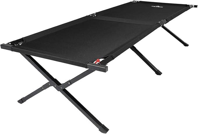 Teton Camping Cot with Patented Pivot Arm, Folding Camping Cot, Durable Heavy Duty Canvas, Comfortable Sleeping Bed for Adults, Portable