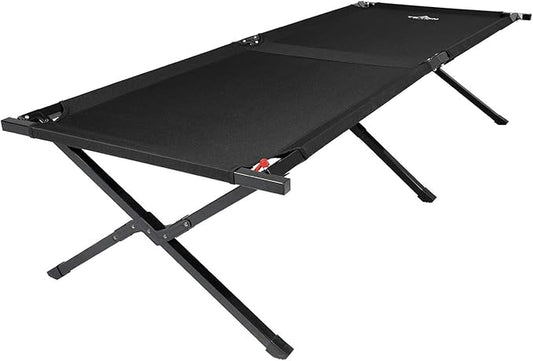 Teton Camping Cot with Patented Pivot Arm, Folding Camping Cot, Durable Heavy Duty Canvas, Comfortable Sleeping Bed for Adults, Portable