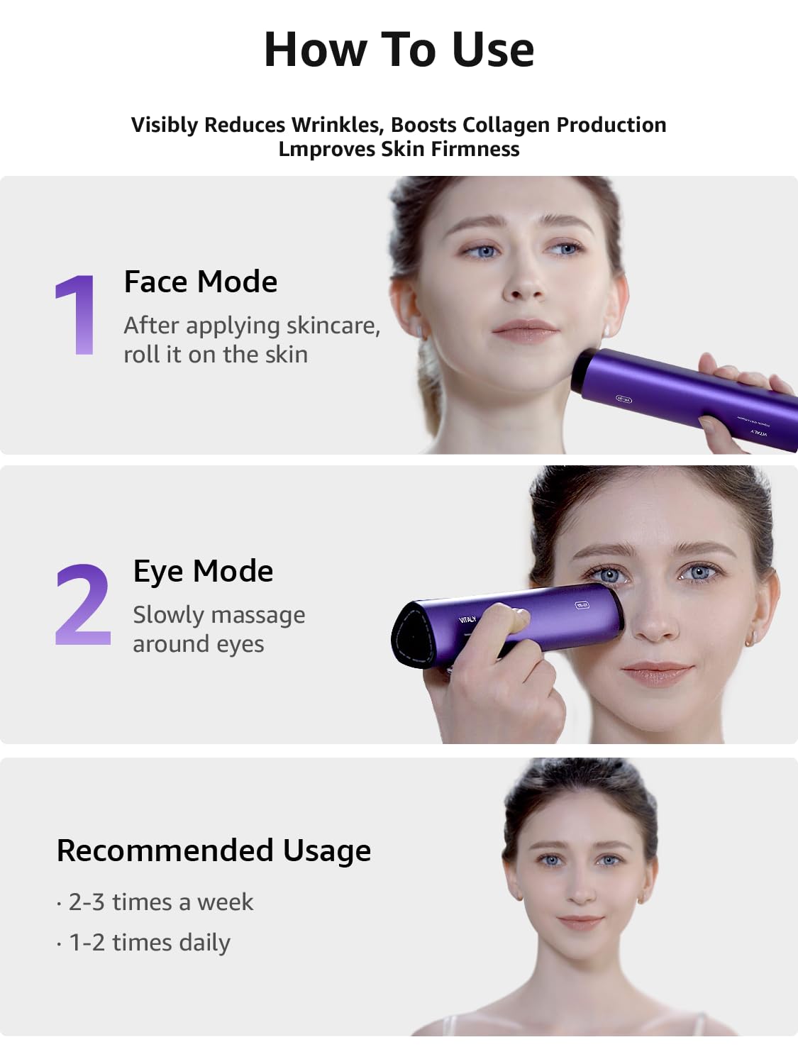 Skin Tightening Face Machine, Facial Massager Light Therapy for Face, 3 in 1 Microcurrent Facial Device Home Use Anti-Aging Device, 5 Level for Facial Firming, Wrinkle, Lifting, Toning, Glow Boost