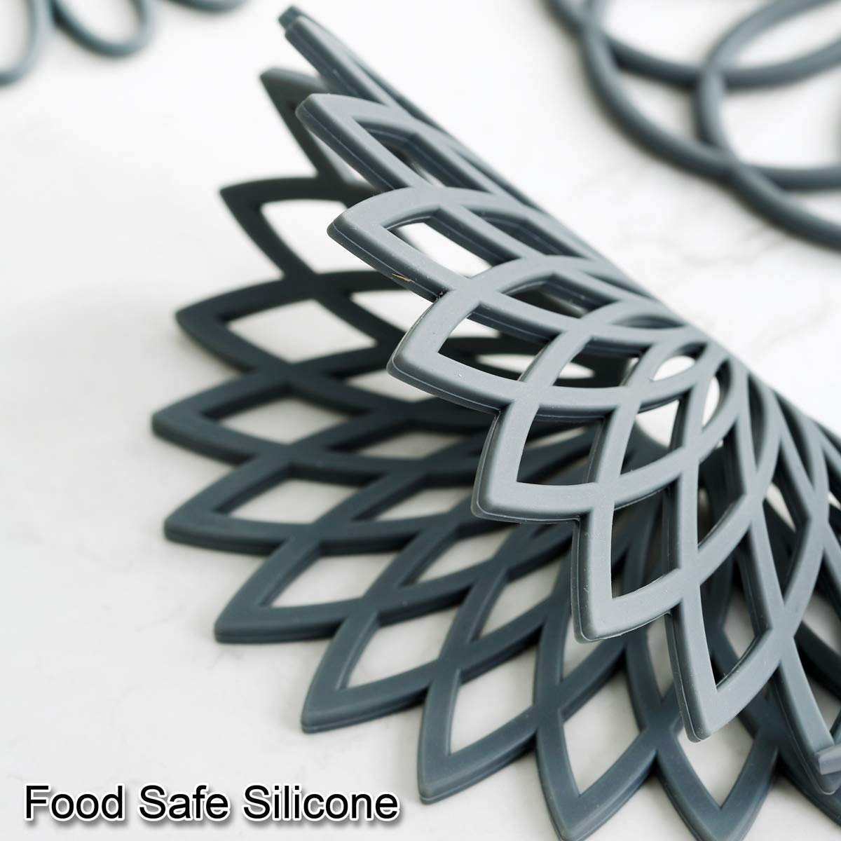 Set of 3 Silicone Trivet Mat - Non-Slip & Heat Resistant Modern Kitchen Hot Pads for Table & Countertop - Trivet for Hot Dishes, Turquoise