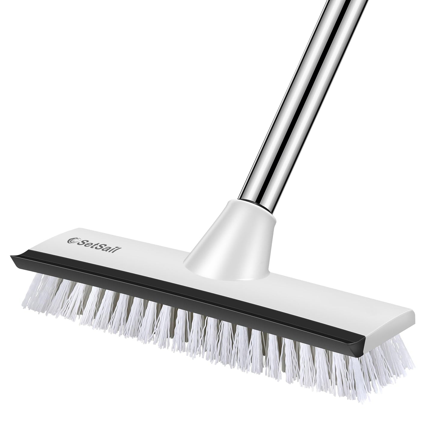SetSail Floor Scrub Brush with 51-Inch Long Adjustable Handle 2 in 1 Scrape Brush Stiff Bristle Floor Scrubber for Cleaning Shower Bathroom Garage Kitchen Wall Deck Tub Tile