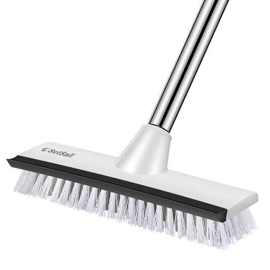 SetSail Floor Scrub Brush with 51-Inch Long Adjustable Handle 2 in 1 Scrape Brush Stiff Bristle Floor Scrubber for Cleaning Shower Bathroom Garage Kitchen Wall Deck Tub Tile