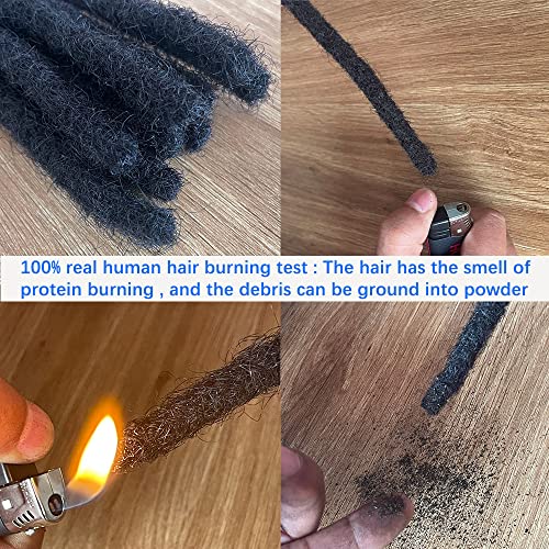 Dreadlock Extensions Human Hair 12 Inch 0.4cm Thickness 100 Strands Locs Extensions Real Human Hair, Natural Black for Women Men Kids Full Handmade Permanent Locs Can Be Dyed and Bleached