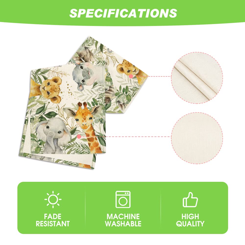 Artoid Mode Animals Elephant Giraffe BabyShower Table Runner, Seasonal Spring Summer Kitchen Dining Table for Home Party Decor 13x90 Inch
