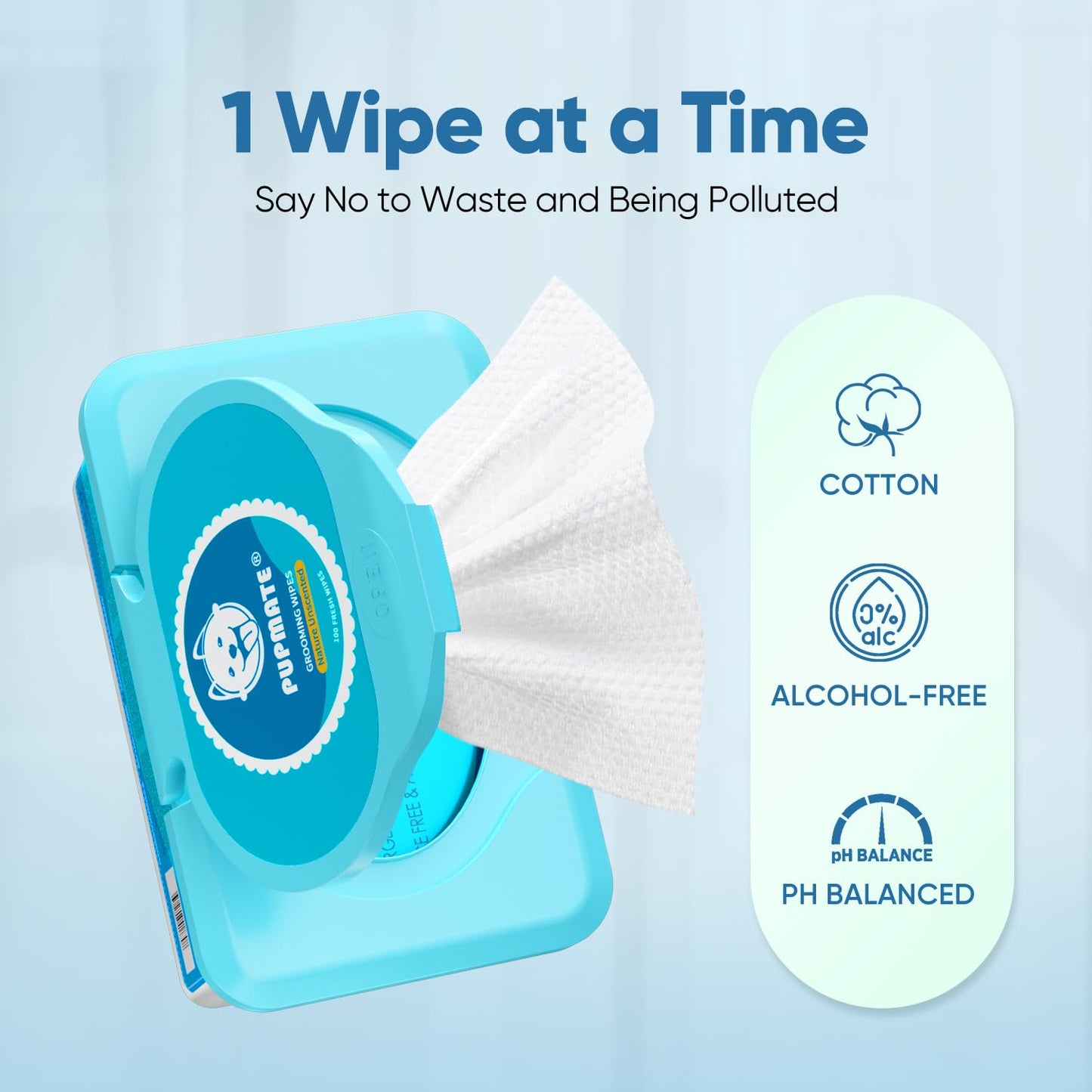 PUPMATE Pet Wipes for Dogs & Cats, Extra Moist & Thick Grooming Puppy Wipes with 100 Fresh Counts, Aloe Vera/Nature