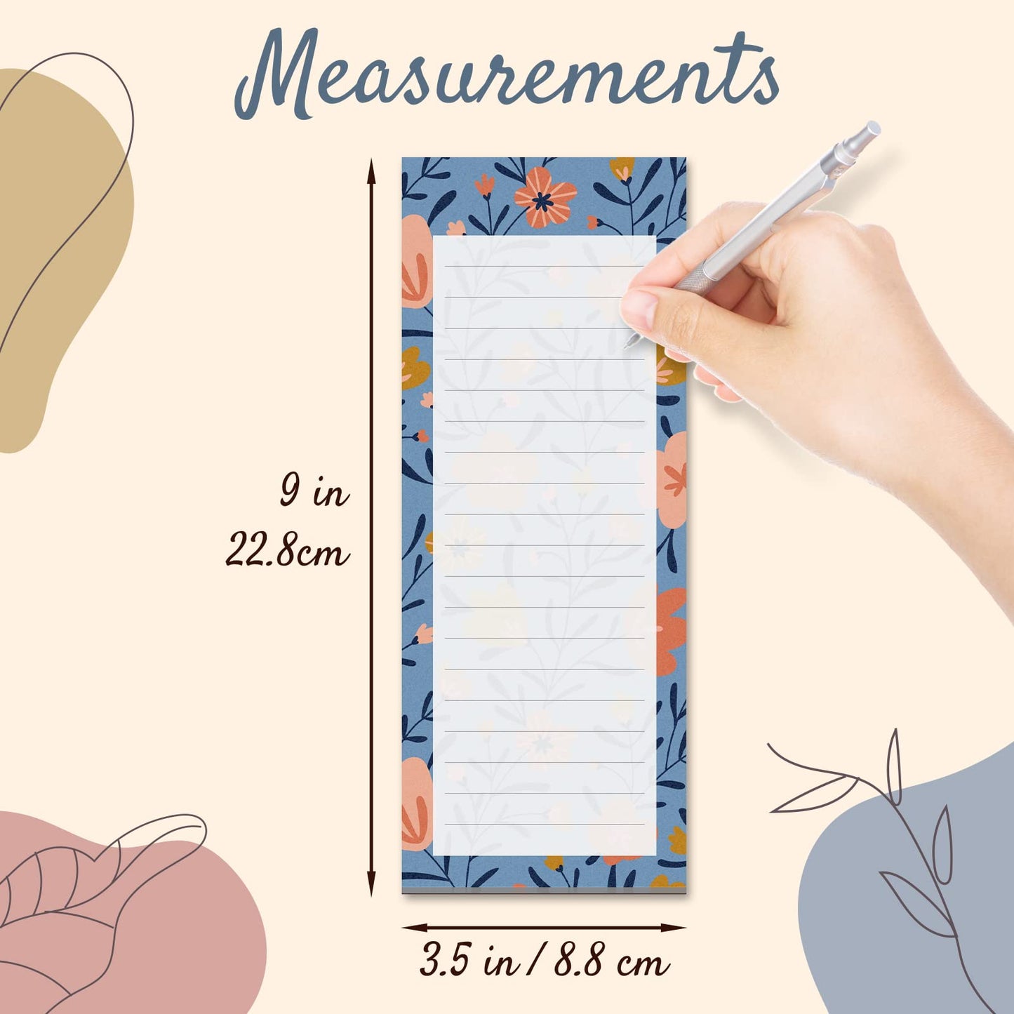 MATICAN Grocery List Magnet Pad for Fridge, 6-Pack Magnetic Note Pads Lists, 60 Sheets Per Pad, 6 Cute Floral Designs, Full Magnet Back To-Do-List Notepads