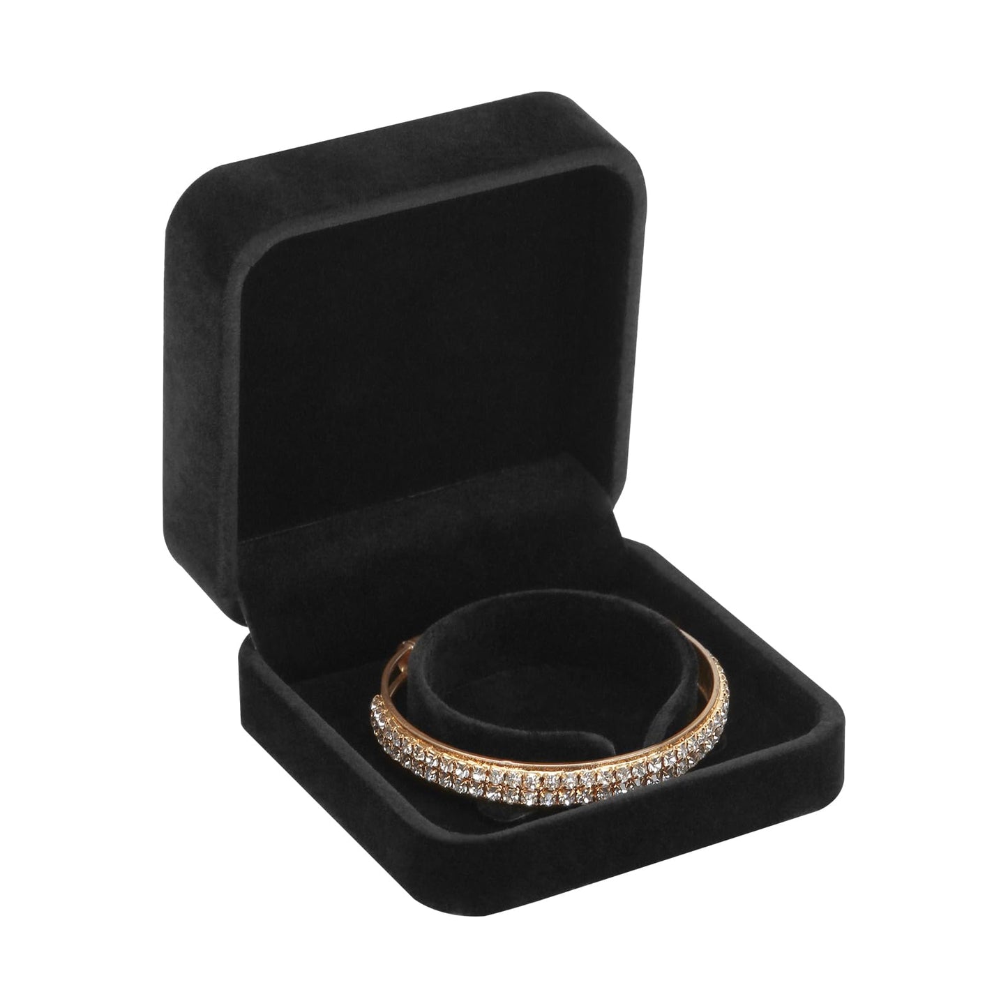 LETURE 4 Pieces Classic Velvet Bracelet Bangle Pendant Necklace Gift Box, Travel Jewelry Box Display Storage Case for Gift, Wedding, Engagement, Proposal, Birthday (Bracelet STYLE 1-4PCS)