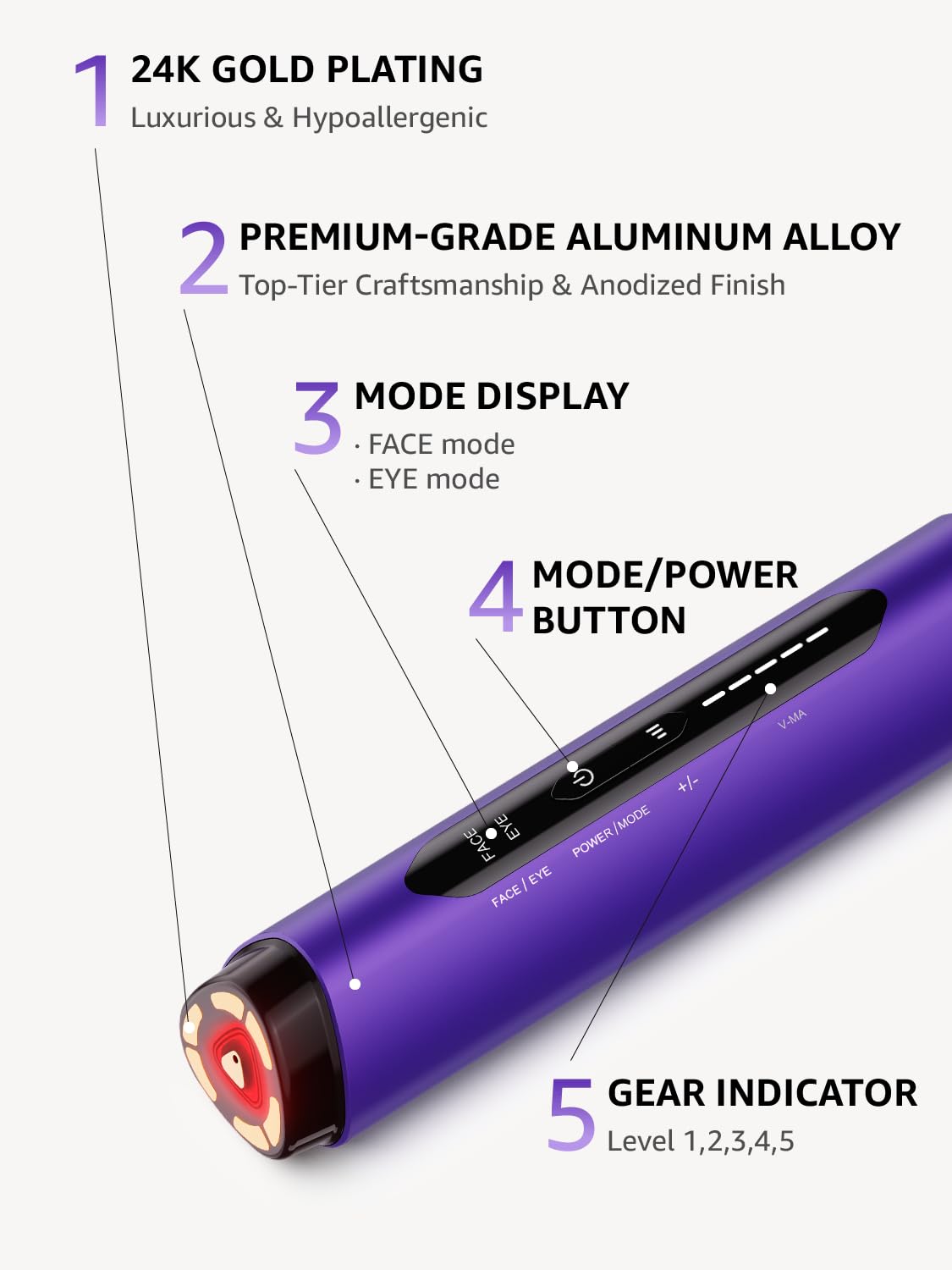 Skin Tightening Face Machine, Facial Massager Light Therapy for Face, 3 in 1 Microcurrent Facial Device Home Use Anti-Aging Device, 5 Level for Facial Firming, Wrinkle, Lifting, Toning, Glow Boost