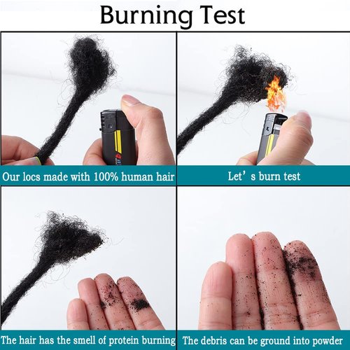 10 Inch 60 Strands Dreadlock Extensions for Women/Men 100% Handmade Loc Extensions Human Hair Can Be Curled and Bleached Dreads Extension with Needle(width 0.6cm natrual color)