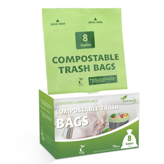 100% Compostable 1.6 Gallon Trash Bags, 6 Liter, 150 Count Kitchen Food Scrap Small Compost Bags for Countertop Bin with Europe EN13432 Certified